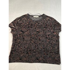 We The Free Black and Brown Lace Blouse
